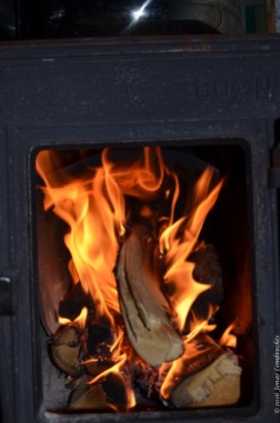 Cosy fire in the hut