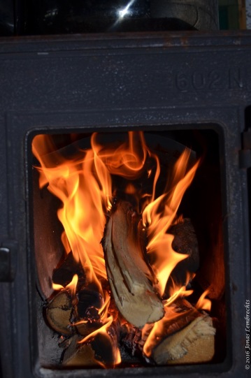 Cosy fire in the hut